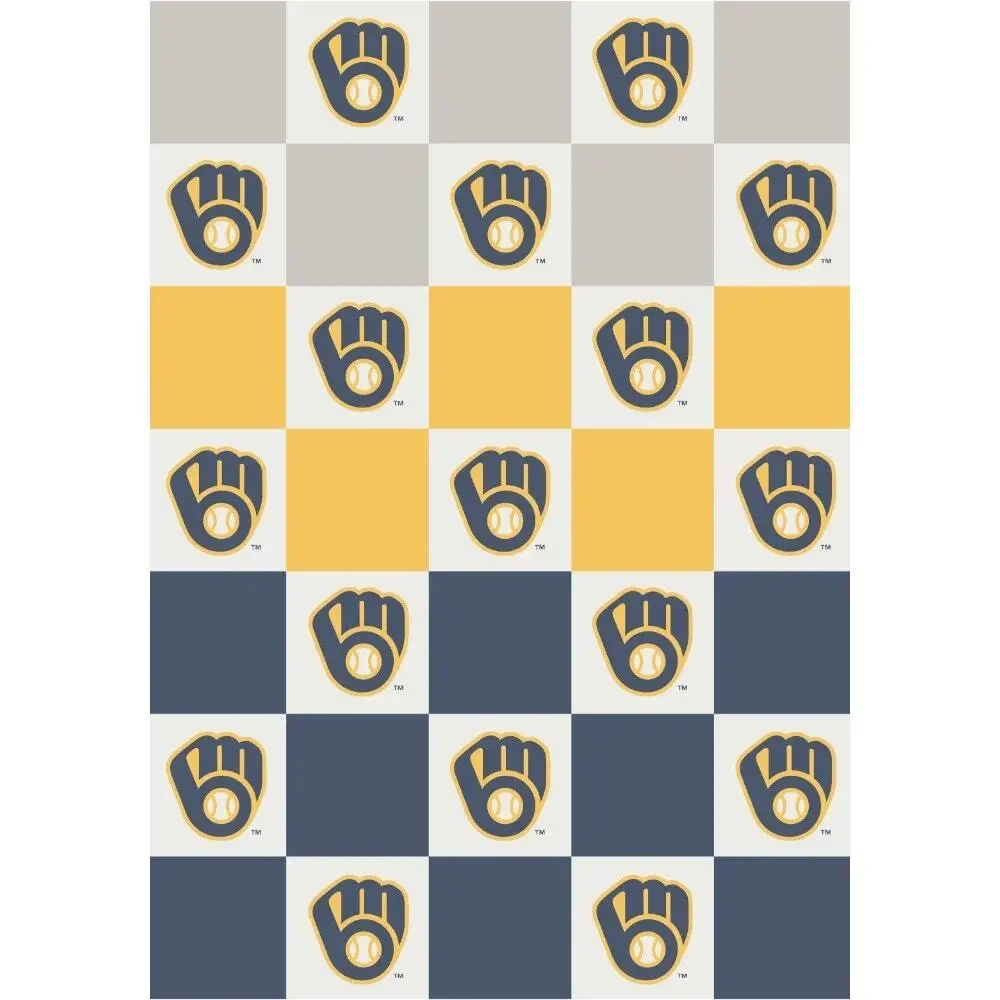 NEW Milwaukee Brewers Buttery Blanket Ombre Check 50x70 MLB Soft Plush Throw